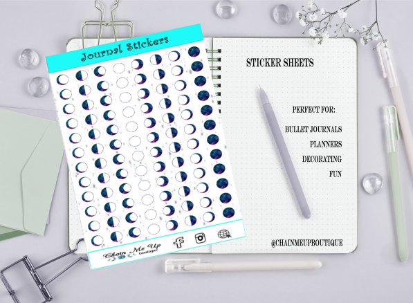Moon mood stickers - cat planner stickers - bullet journal